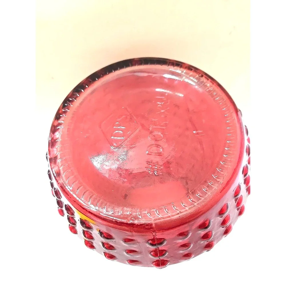 Vintage Red Hobnail Art Glass XL Dimpled Dot Pattern Mid-Century Decor